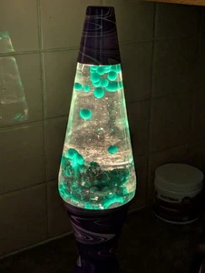Vtg '96 16" Simplex Lava Lite Midnight Black Lamp #8412 12 Clear Green Nice Flow - Picture 1 of 5