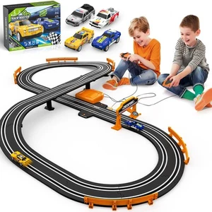 Juegos de pista de carreras de autos de ranura para niños, pista de autos de carreras con 2 autos de ranura de alta velocidad... - Imagen 1 de 7