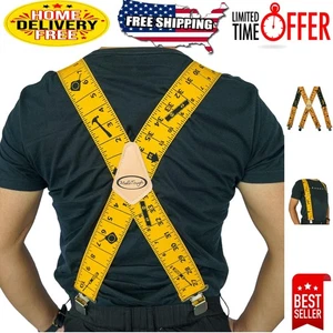 Stylish 2 Inch Wide Suspenders - Heavy Duty Clip, Adjustable, One Size Fits Most - Picture 1 of 9