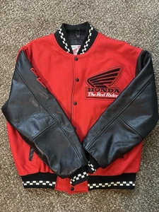 Chaqueta De Colección Honda Red Riders Para Hombre Grande Roja Negra Lana Cuero Universitario Letterman - Imagen 1 de 24