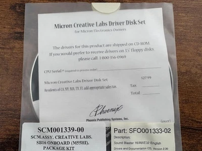 Micron Creative Labs Driver Disk Set, Sound Blaster, free shipping - Image 1 of 4