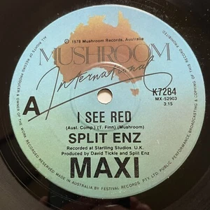 Split Enz Never I See Red Vinyl Record 7” 45 RPM K7284 Mushroom 1978 - Picture 1 of 24