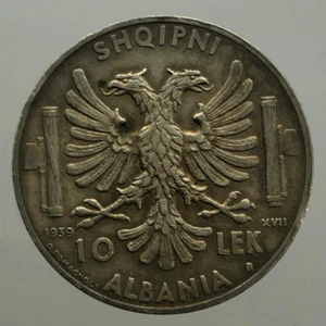 RARO 10 Lek 1939 Albania Italiana Vittorio Emanuele III - Foto 1 di 2