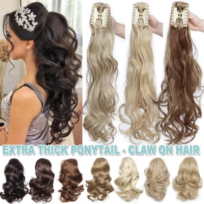 Klammer Haarteil Zopf Pferdeschwanz Clip in Haarverlängerung Claw on Ponytail DE - Bild 1 von 4