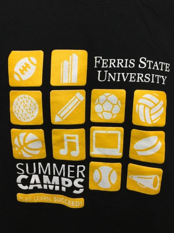 FERRIS STATE Summer Camps T-Shirt Large Black (2-Sided) Bulldogs FSU Cover