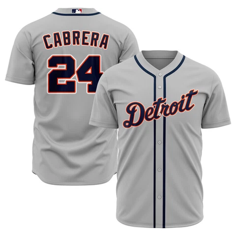 Men's Detroit Tigers Miguel Cabrera #24 Grey Home Print Player Jersey S-5XL Cover