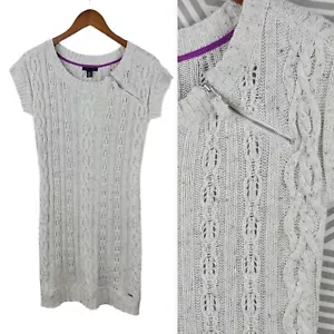 Tommy Hilfiger Sweater Dress size XS Cable Knit Flecked wool blend Ivory grey - Picture 1 of 8