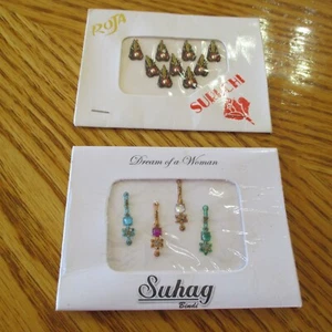 NEW Super BINDI FOR Sari Outfit DRESS Forehead Jewelry BODY TATOO 2 PACK Reusabl - Picture 1 of 3