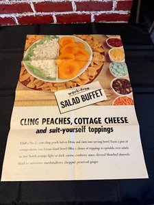 Work Free Salad Buffet Cling Peaches Cottage Cheese Vintage Poster - Picture 1 of 6