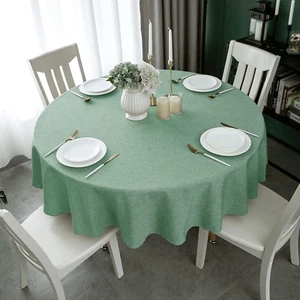 round Tablecloth 60 Inch Diameter Faux Linen Cloth Water Resistant Dark Green - Picture 1 of 11
