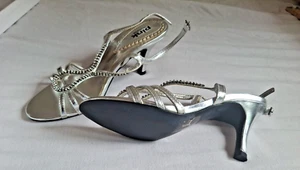 Silver Sandals Heels By Pink. Size 4 Uk, 37 Euro. With Box. Glue Showing - Picture 1 of 7