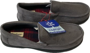 Dearforms Jason Microsuede Moccasin Slippers Mens Size M 9-10 Grey - Picture 1 of 11