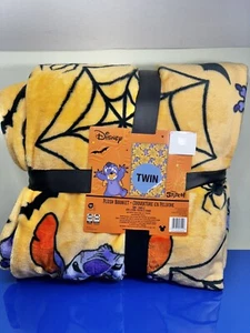 Stitch Halloween Plush Blanket Bats & Spider Web Soft TWIN SIZE (60X90) Disney - Picture 1 of 4