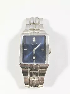 Luxe Diamond Silver Tone Date Indicator Stainless Steel Band Watch 7 Inch - Picture 1 of 8