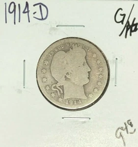 CUARTO DE PLATA BARBERO 1914-D ~G ~BONITA MONEDA~ - Imagen 1 de 2