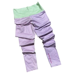 Terez Womens Size M Pastel Gingham Wide Band Leggings NWT - Picture 1 of 7