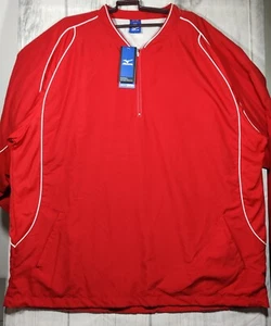 Mizuno Windlite Baseball Long Sleeve 1/4 zip Red Jacket Size 3XL Water Resistant - Picture 1 of 7