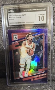 Trae Young 2021-22 Optic Purple Prizm CGC 10 - Picture 1 of 2