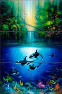 Keramikfliese Wandbild Backsplash Miller Unterwasser Orca Wal Sea Life Kunst DMA2017 - Bild 1 von 7