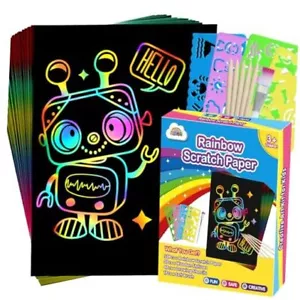 Scratch Art for Kids Toy: 60 Rainbow Scratch Paper Art Supplies Kits for Blue - Picture 1 of 7