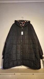 Oodie Reversible Outdoor Coat BNWT Black/ Leopard Print Size OOD (One Size) - Picture 1 of 10