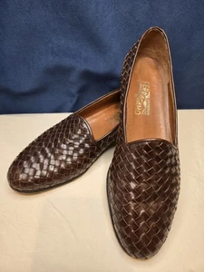 Salvatore Ferragamo Italien Herren 10,5 D Braun Geflochtenes Leder Halbschuhe Slipper "  - Bild 1 von 11