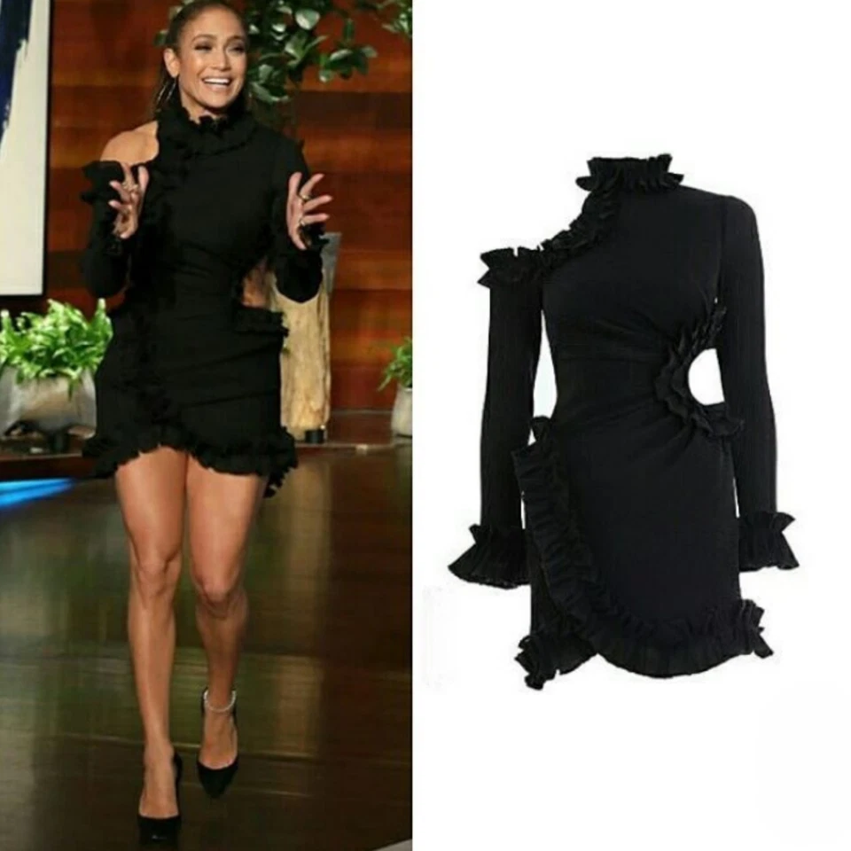 Vestido Zimmermann Moncur Talla 2/AU 12/US 8 - Negro Micropliegue Volantes Fiesta Recorte Foto 1 de 4