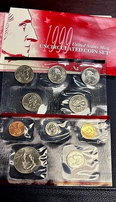 1999 D U.S. Mint Uncirculated 10 Coin Set OGP - Image 1 of 4