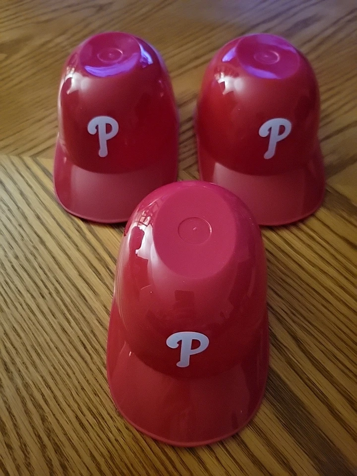 Philadelphia Phillies X3 Lot Mini Ice Cream Helmet Baseball Logo Red Rawlings RY - Image 1 of 1