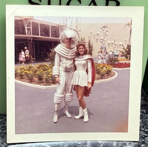 Antique Snapshot Photo Man Woman Costumes Space Man Halloween Kodak 1959 - Picture 1 of 3