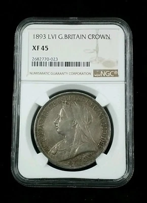 1893 LVI Great Britain Silver Crown NGC XF 45 #5640 - Image 1 of 2