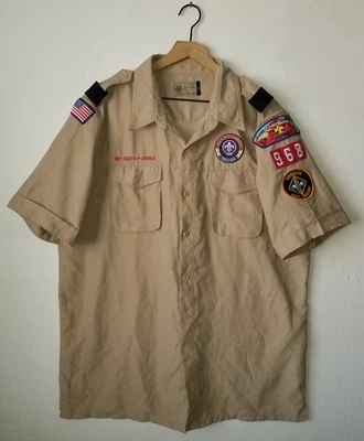 Boy Scouts VENTED Uniform Shirt BSA #968 Microfiber Polyester Adult Mens LG - Image 1 of 4