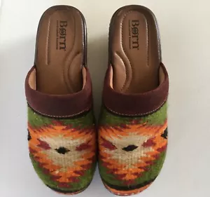 Born Bandy Shoes Southwestern Clogs Size 7 Rustic Artisan Crafted Sunbaked Multi - Picture 1 of 15