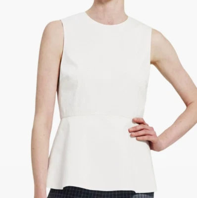 Theory $215 Ivory Silk Nicella Modern Split Peplum Top Tank Blouse XS - Image 1 of 4