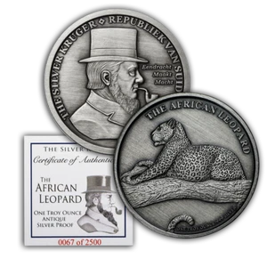 1 oz Silver Antique Round - The Silver Kruger (African Leopard) KRUGERRAND - Bild 1 von 12