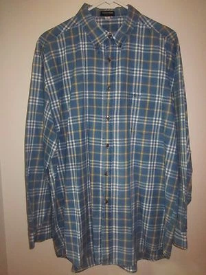 Camisa de manga larga Guess Jeans XL con botones a cuadros blanca azul y amarilla para hombre Foto 1 de 4