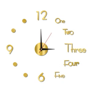 3D Wall Clock Mirror Surface Large Modern DIY Sticker Office Home Shop Art Decor - Picture 1 of 13