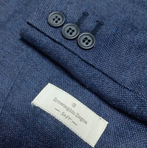 Vintage Ermenegildo Zegna soft Silk Cotton Linen bespoke classic navy blazer 44R - Picture 1 of 11
