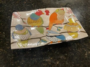 ‼️🔥 Three Wheel Studio Art Pottery Bird Large Dish Plate Footed Signed Original - Picture 1 of 14