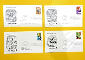 Dragons Series FDC First Day Issue Envelopes / Lot of 4 - Picture 1 of 2