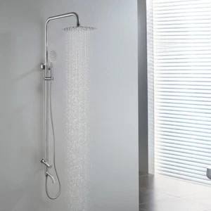 Wall Mount Chrome Shower Faucet Set 8" Rainfall Hand Shower Tub Filler Mixer Tap - Picture 1 of 13