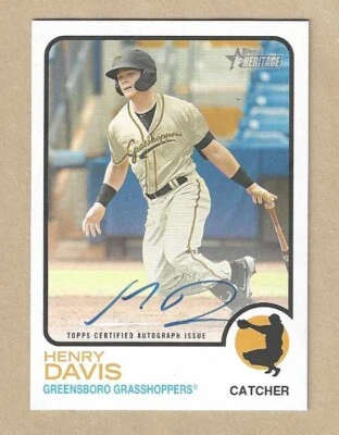 2022 Topps Heritage Minors HENRY DAVIS #201 Image Variation AUTO SP 30/50 - Image 1 of 2
