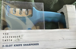 NEW The Olivewood Table 3 Slot Knife Sharpener Blue Free Shipping - Picture 1 of 1