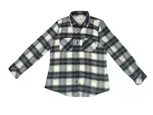 Cisono Plaid Collection Mens Large Jacket Long Sleeve Black Button Sherpa Lined - Picture 1 of 8