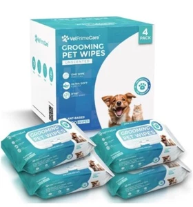 Hypoallergenic Cleaning Wipes for Dogs & Cats Unscented 8”x8” Wipes 4-100 Packs - Picture 1 of 6