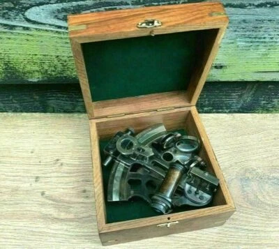 Marine Telescope Nautical Antique Solid Brass Pirate Spyglass 20" Wooden Box - Image 1 of 4