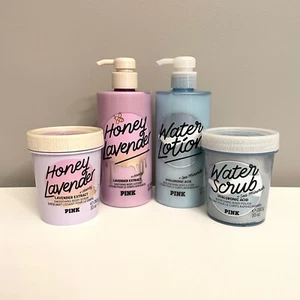 Victoria Secret PINK WATER HONEY LAVENDER BODY SCRUB BODY LOTION SET NEU - Bild 1 von 17