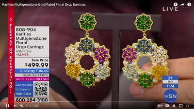 Rarities Multigemstone GoldPlated Floral Drop Earrings Orig $576 - Image 1 of 4