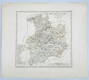 Dépt 38 - Atlas du Royaume de France Rare Carte l'Isère  Aquarellée de 1824 - Picture 1 of 1