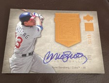 2005 UD HALL OF FAME RYNE SANDBERG HALL SEASONS AUTO 3/25 CUBS 👍